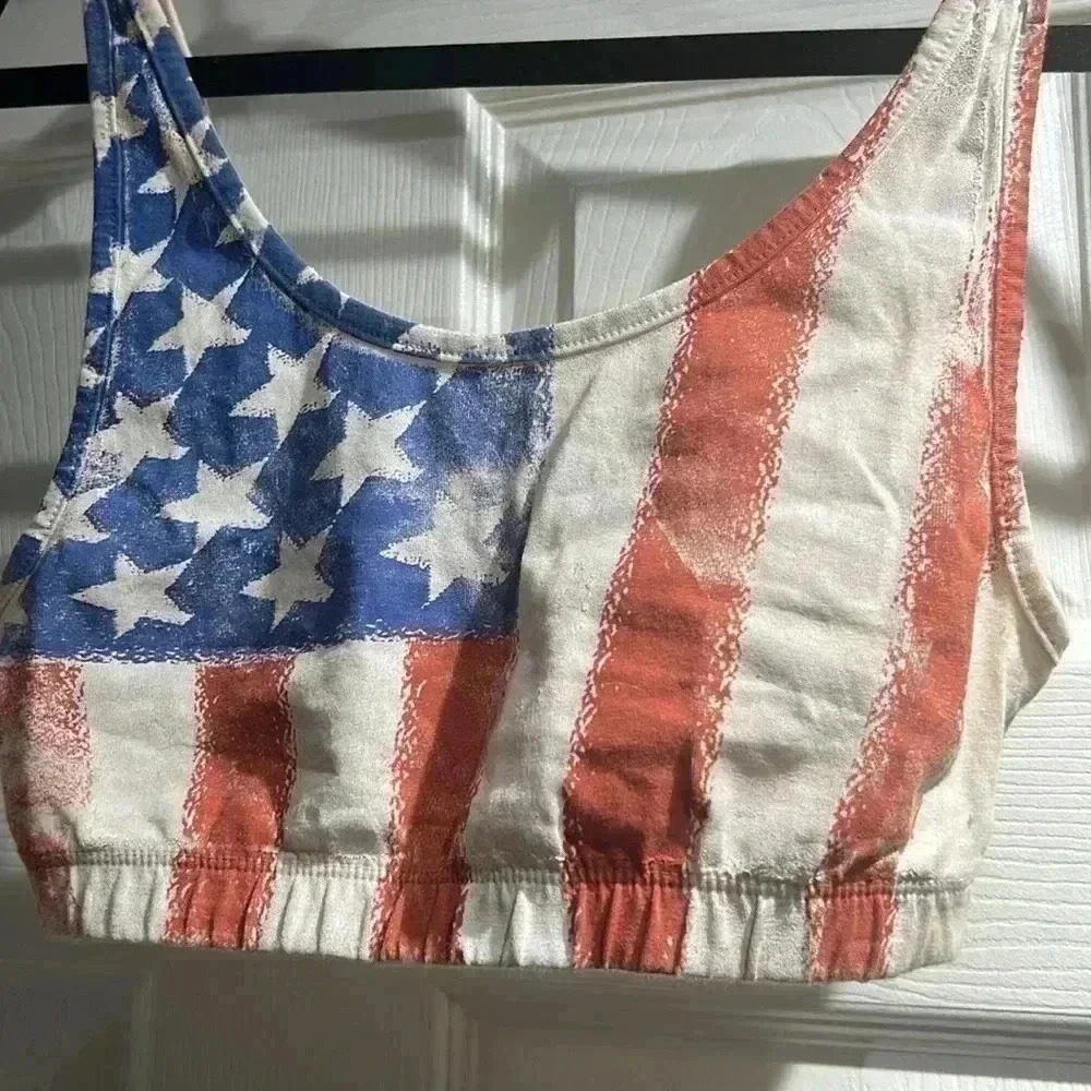 Topshop Crop American Flag top - Picture 2 of 3